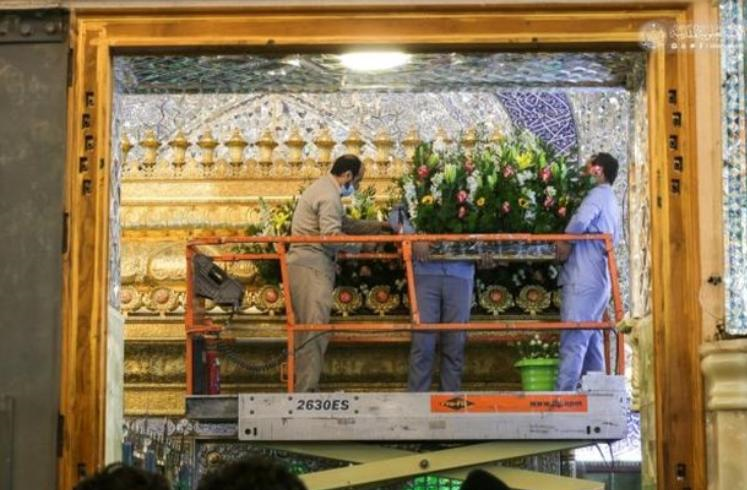 حرم امام علی(ع) در سالروز میلاد فاطمه زهرا(س) گلباران شد+عکس و فیلم