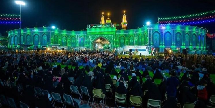 جشن میلاد حضرت عباس در کربلا برگزار شد/ کیک تولد ۳۱۳ متری در بین‌الحرمین +فیلم