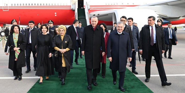رئیس جمهور ترکیه وارد شهر «تاشکند» شد+ تصاویر
