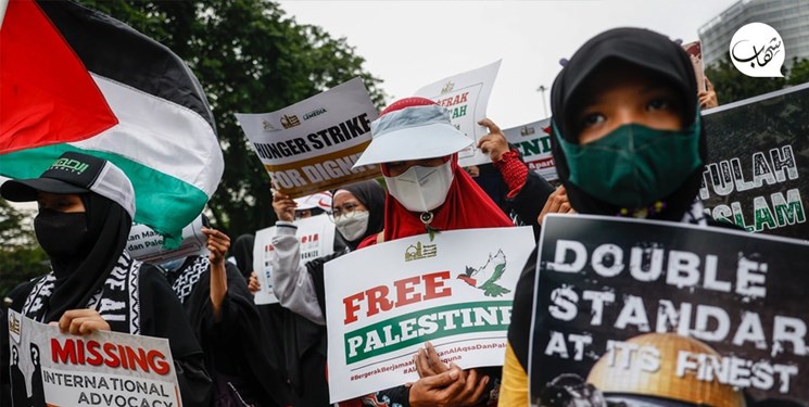 تظاهرات ضدصهیونیستی  مقابل سفارت آمریکا در جاکارتا +عکس