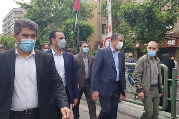 حضور رئیس سازمان انرژی اتمی در راهپیمایی روز قدس در تهران +عکس
