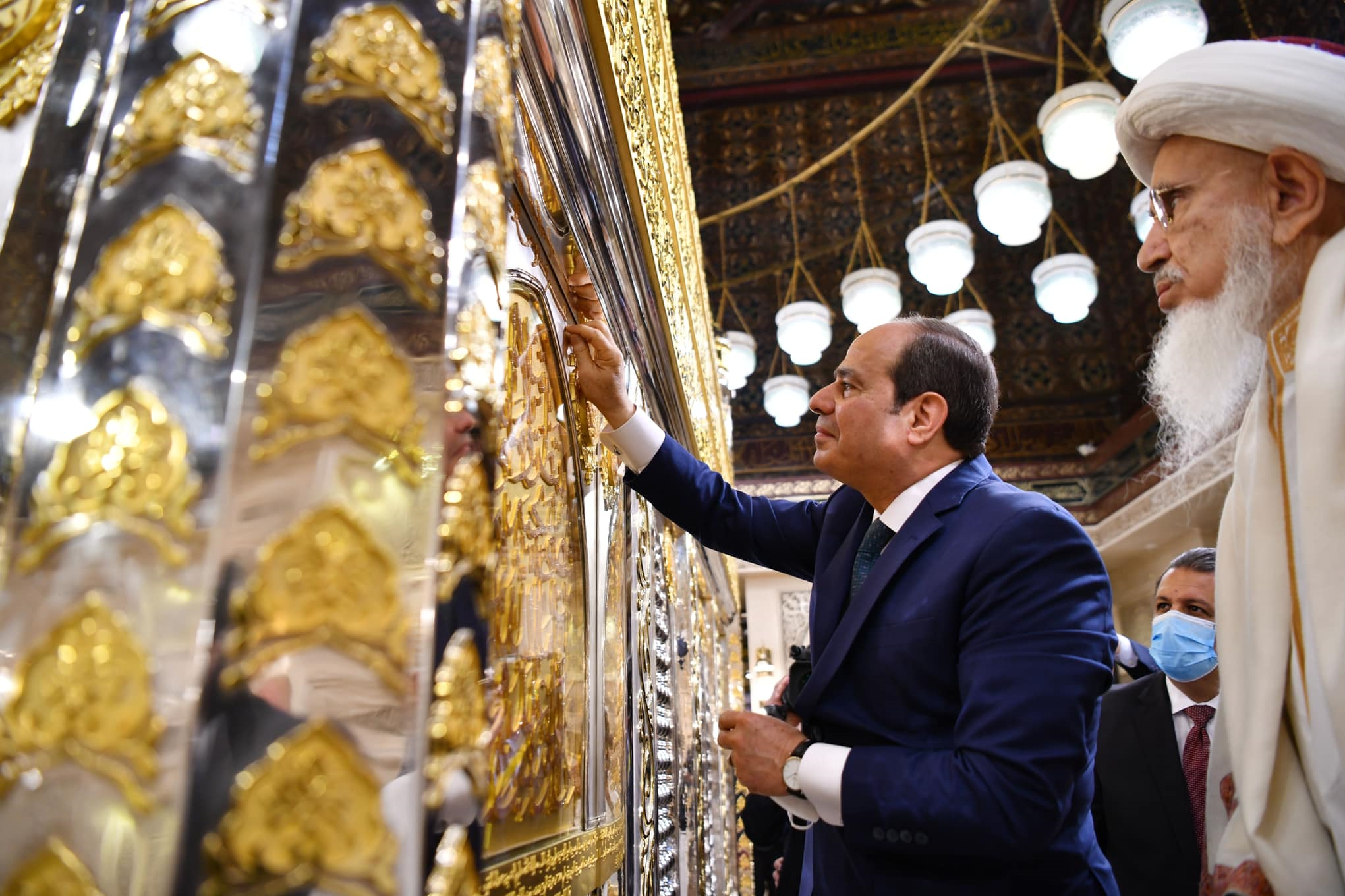 حضور عبدالفتاح السیسی در مسجد «رأس الحسین» پس از بازسازی و توسعه+تصاویر