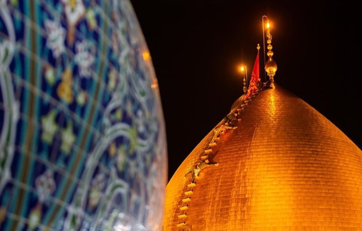 گنبد حرم حضرت عباس (ع) غبارروبی شد+عکس و فیلم