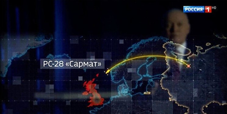 روزنامه‌نگار روس: یک موشک “سارمات” روسیه برای غرق کردن بریتانیا کافی است