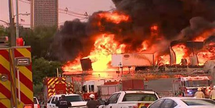 فیلم| آتش‌سوزی کارخانه مواد شیمیایی در نبراسکای آمریکا