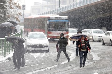 جای خالی شهرداری در اولین برف تهران؛اتوبان امام علی قفل شد/ عکس