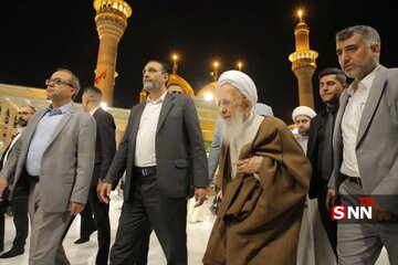 تشرف آیتالله جوادی آملی به آستان مقدس کاظمین+تصاویر