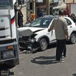 برخورد کامیون با دیوار در سعادت‌آباد/ عکس