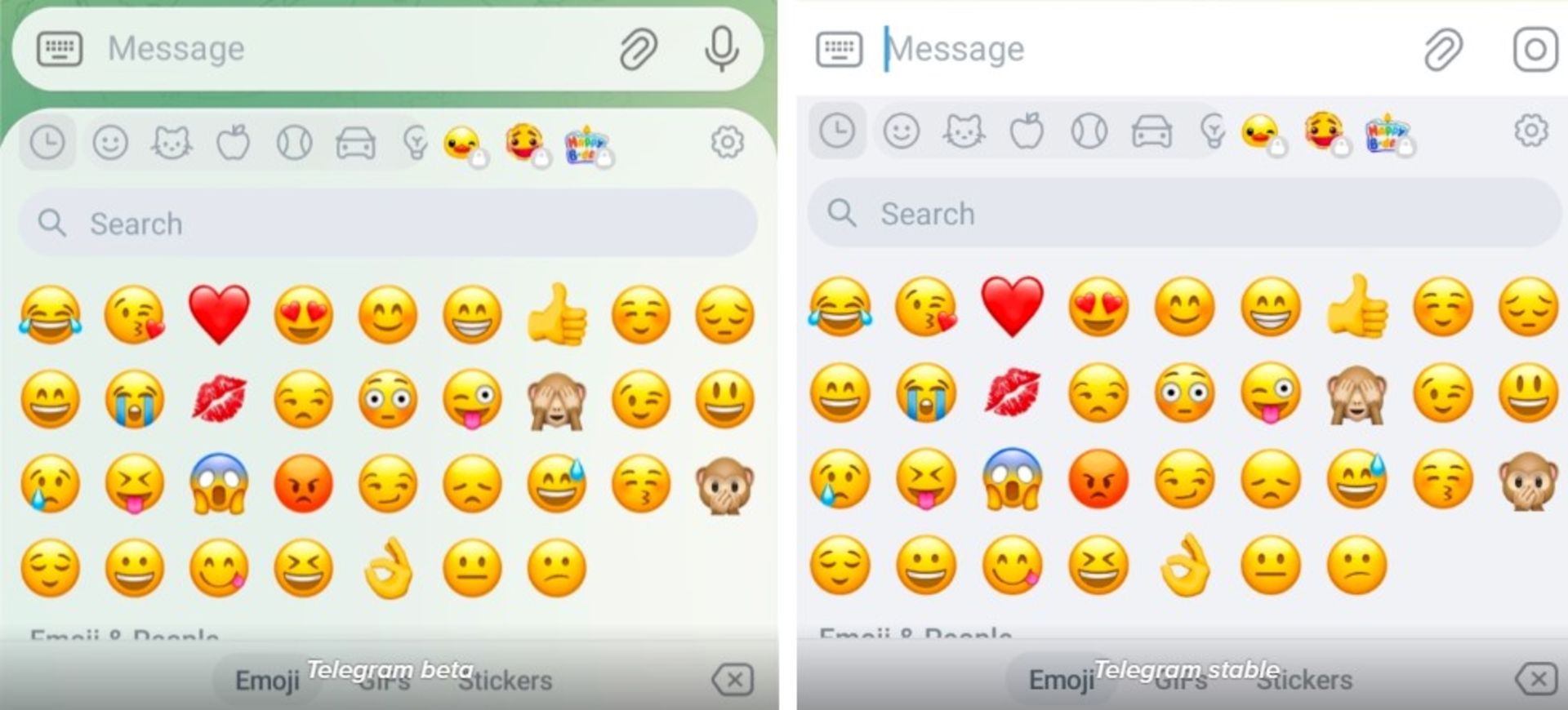 زبان طراحی Liquid Glass در بخش ایموجیهای تلگرام اندروید